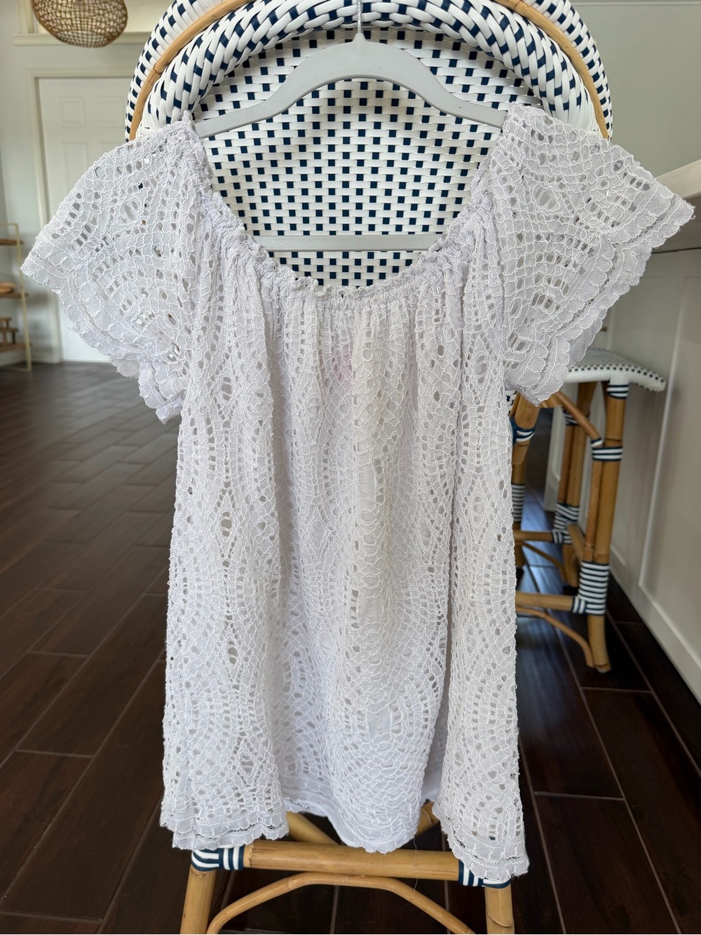 Lilly Pulitzer White Lace Off The Shoulder Blouse Top Medium Boho Resort
